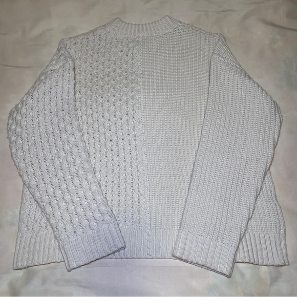 Altu- Merino Blend Contrast Knit Sweater Size 4 Oversized Pullover Off White - Picture 5 of 7